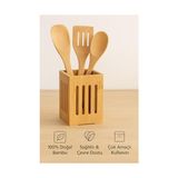 Bambu Mutfak Organizeri, Kare 10×10 Cm, Pencereli Ahşap Düzenleyici Kutusu - standart