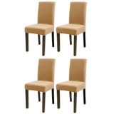 Bambu Nano Kumaş Likralı Sandalye Kılıfı Lastikli Yıkanabilir Esnek Sandalye Örtüsü 4’lü Set (Açık Kahve)