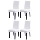 Bambu Nano Kumaş Likralı Sandalye Kılıfı Lastikli Yıkanabilir Esnek Sandalye Örtüsü 4’lü Set (Beyaz)
