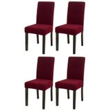 Bambu Nano Kumaş Likralı Sandalye Kılıfı Lastikli Yıkanabilir Esnek Sandalye Örtüsü 4’lü Set (Bordo)
