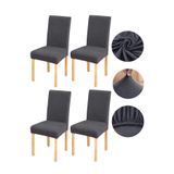 Bambu Nano Kumaş Likralı Sandalye Kılıfı Lastikli Yıkanabilir Esnek Sandalye Örtüsü 4’lü Set (Füme)