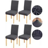 Bambu Nano Kumaş Likralı Sandalye Kılıfı Lastikli Yıkanabilir Esnek Sandalye Örtüsü 4’lü Set (Füme)