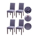 Bambu Nano Kumaş Likralı Sandalye Kılıfı Lastikli Yıkanabilir Esnek Sandalye Örtüsü 4’lü Set (Gri)