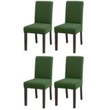 Bambu Nano Kumaş Likralı Sandalye Kılıfı Lastikli Yıkanabilir Esnek Sandalye Örtüsü 4’lü Set (Haki Yeşil)
