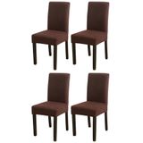 Bambu Nano Kumaş Likralı Sandalye Kılıfı Lastikli Yıkanabilir Esnek Sandalye Örtüsü 4’lü Set (Kahverengi)