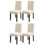 Bambu Nano Kumaş Likralı Sandalye Kılıfı Lastikli Yıkanabilir Esnek Sandalye Örtüsü 4’lü Set (Krem)
