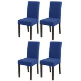 Bambu Nano Kumaş Likralı Sandalye Kılıfı Lastikli Yıkanabilir Esnek Sandalye Örtüsü 4’lü Set (Lacivert)
