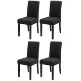 Bambu Nano Kumaş Likralı Sandalye Kılıfı Lastikli Yıkanabilir Esnek Sandalye Örtüsü 4’lü Set (Siyah)