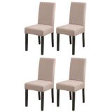 Bambu Nano Kumaş Likralı Sandalye Kılıfı Lastikli Yıkanabilir Esnek Sandalye Örtüsü 4’lü Set (Vizon)