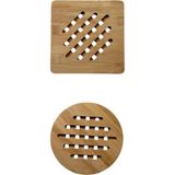 Bambu Nihale, Yuvarlak ve Kare Çizgili, Tencere Tava Çaydanlık Için, 17 Cm, Doğal Ahşap, Neml - Çok Renkli