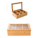 Bambu Organizer Kutu Takı Aksesuar Kutusu, Çay Kutusu 6 Bölmeli