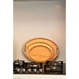 Bambu Oval 3'lü Tepsi Seti. Küçük Tepsi: 20X29 Cm. Orta Tepsi: 26X36 Cm. Büyük Tepsi: 31X45 cm