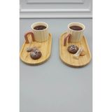 Bambu Oval Sunumluk Seti Çay Kahve Sunumluğu 2 Parça - Ahşap