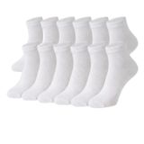 Bambu Patik Çorap Erkek & Kadın – Nefes Alan, Terletmeyen Yumuşak Bambu Kısa Çorap – Günlük Rahat Ankle Socks (3’lü, 6’lı, 12’li Paket) (12, Beyaz, 40-45)