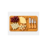 Bambu Peynir Sunum Tahtası Seti,3lü Aparatlı, 4 Parça,Ahşap Servis,Şarküteri, Kahvaltı Sunum Tabağı,38x17 cm Ahşap 38 x 21