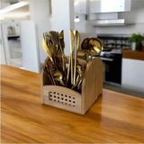Bambu Pinterest Model Çift Taraflı Modern Çatal Kaşıklık Bıçak ve Peçetelik Şık Tasarım