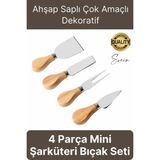Bambu Saplı 4'lü Mini Şarküteri Bıçakları Servis Sunumluk Peynir ve Ekmek Kesimi Için Spatula Seti - diğer