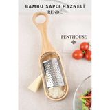 Bambu Saplı Hazneli Rende - Peynir Limon Zencefil Sarımsak Rendesi El Rendesi