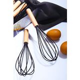 Bambu Saplı Silikon Çırpıcı Siyah