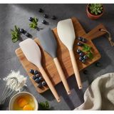 Bambu Saplı Silikon Dar Sıyırma Spatulası, Bambu Uzun Silikon Dar Spatula 27Cm 3 Renk Seçenekli (Taba)