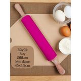 Bambu Saplı Silikon Gövdeli Merdane-Büyük Boy (45 x 5,5 x 25 Cm) - Fuşya