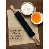 Bambu Saplı Silikon Gövdeli Merdane-Büyük Boy (45 x 5,5 x 25 Cm) - Siyah
