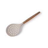 Bambu Saplı Silikon Kevgir, Bambu Uzun Silikon Geniş Kevgir 27CM 3 Renk Seçenekli (Krem) - 1BW-Beyaz