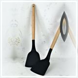 Bambu Saplı Silikon Spatula - Siyah
