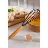 Bambu Saplı Silikon Yumurta Çırıpıcı - Çırpma Teli 24 Cm Siyah Silikon