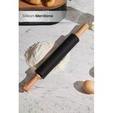 Bambu Saplı Siyah Silikon Merdane Silikon Oklava Hamur Açma Merdanesi