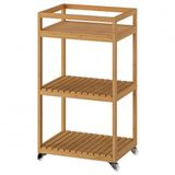 Bambu Servis Arabası 42x33x76 cm MeridyenDukkan Banyo Düzenleyici-Raf Ünitesi Tekerlekli