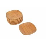 Bambu Silva Kare Çay Tabağı, Bambu, 10x10x1,6 cm, 6'lı Set, Doğal Ahşap Görünüm, Özel Tasarım