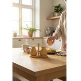 Bambu Standlı Tuzluk Biberlik - 3 Parça Masa Üstü Tuzluk Biberlik