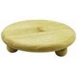 Bambu Sunum Tabağı Ayaklı, Doğal Bambu Malzeme, Yuvarlak Servis Tabağı, 11x11 cm