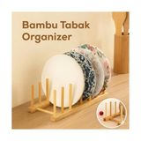 Bambu Tabaklık Kurutmalık – Ahşap Tabak Düzenleyici Stand, Katlanabilir Bulaşıklık, Tabak Kapak Bardak Organizer (Doğal Bambu) - Option-1