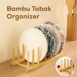 Bambu Tabaklık Kurutmalık – Ahşap Tabak Düzenleyici Stand, Katlanabilir Bulaşıklık, Tabak Kapak Bardak Organizer (Doğal Bambu)