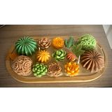 Bambu Tabakta Sukulent Bahçesi Soya Wax Mum Set - 1 Adet