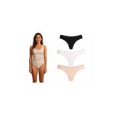 Bambu Tanga Kadın String Külot İz Yapmaz Dikişsiz Siyah Beyaz Ten 3'lü Paket