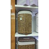Bambu Tek Bölmeli Yuvarlak Leopar Görünümlü Çamaşır Sepeti 100 x 100 Kahverengi 99+ L