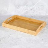 Bambu Tepsi 33X23 cm Doğal Ahşap Servis Tepsisi Kulplu Kahvaltı Çay Kahve Sunum Tepsisi - Çok Renkli - Standart
