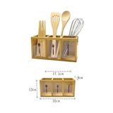 Bambu Tezgah Üstü 3'lü Kaşıklık Bıçaklık I Tezgah Üstü Dekoratif Kaşıklık 3 Bölmeli I 26X13CM - standart
