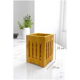Bambu Tezgah Üstü Dekoratif Kare Dik Kaşıklık, Mutfak Tezgah Üstü Düzenleyici 14 cm (vivatti) Kahverengi 10 x 15