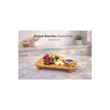 Bambu Top Mantar Ayaklı Dikdörtgen Sunumluk 20x30 cm – Şık Pasta & Tatlı Servis Tabağı Kahverengi 20 x 30
