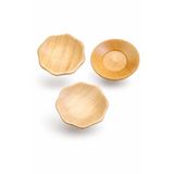 Bambu Türk Çay Tabağı Seti, Kahverengi, 10x10x2cm, 3 Adet, Ahşap Çiçek Desenli Hediyelik
