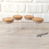 Bambu Vakum Kapaklı Mini Cam Kavanoz Seti 4 Lü Set 6 Cm X 8.5Cm