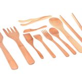 Bambu Violi 10 Parça Mutfak Seti, 49x50 cm, Doğal Ahşap Renkli, Kaşık, Çatal, Bıçak ve Servis Gereçleri
