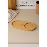 Bambu Yağdanlık Altlığı Çift Yuvalı 9X19 cm - Çok Renkli