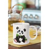 Bambu Yiyen Panda Baskılı Porselen Kupa Bardak - Pembe - 300 cc