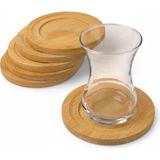 Bambu Yuvarlak Çay Tabağı Bardak Altlığı 6 'lı Set, Dekoratif Bambu Altlık