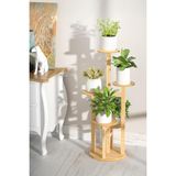Bambu Yuvarlak Form 5 Raflı Saksılık Saksı Standı Çiçeklik Organizer DB-0036 - Çok Renkli